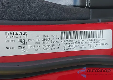 2015 Dodge Durango Sxt из США, поврежденный, VIN 1C4RDHAG5FC907291